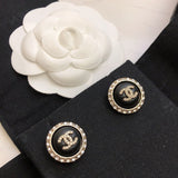 18K CC Black Gold Diamond Earrings