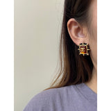 18K CC Red & Yellow Earrings