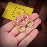 18K Fend Bag Pendant Pearls Earrings