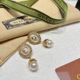 18K GG Flower Pearl Earrings