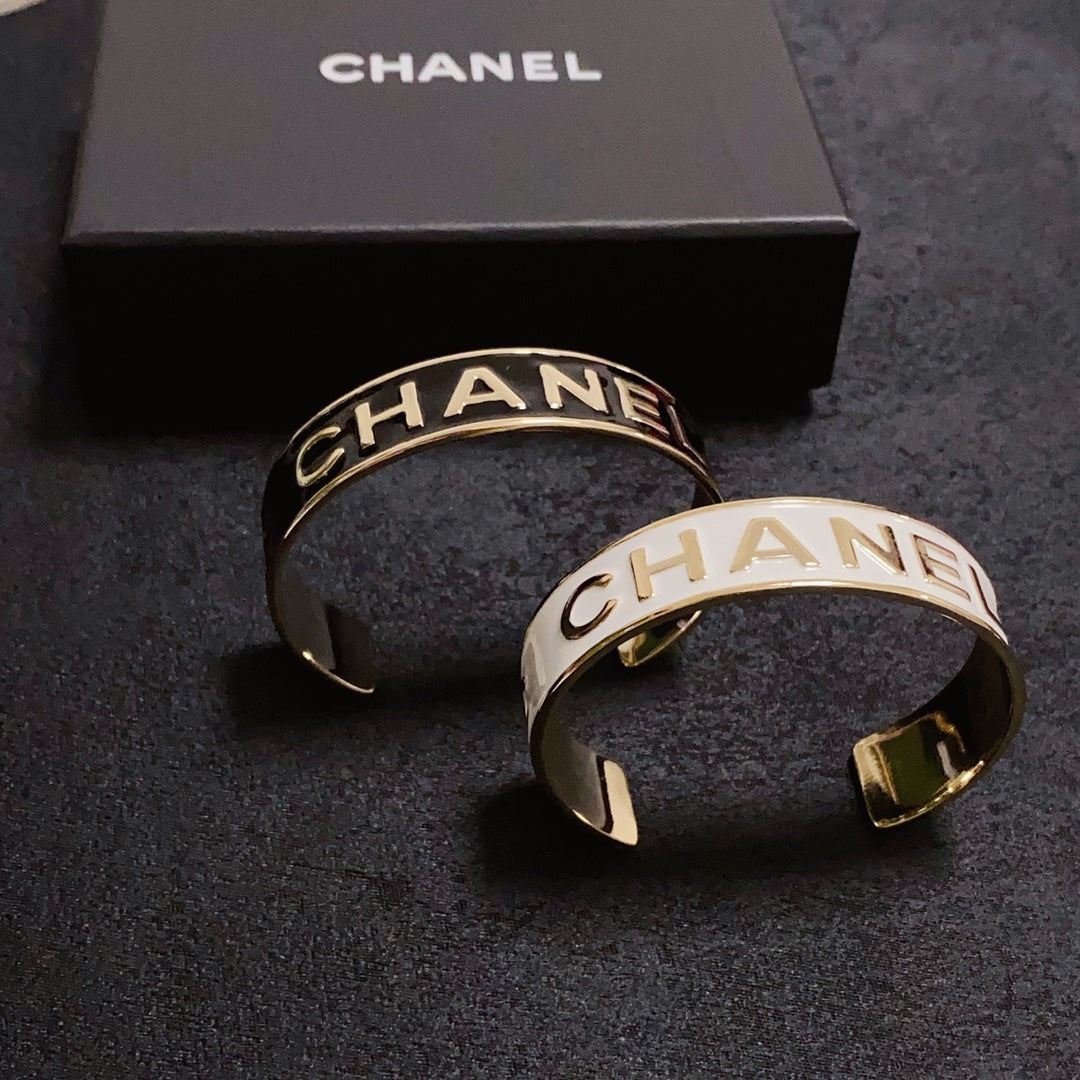 18K CC Open Wide Cuff Bracelet