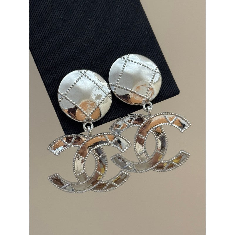 18K CC Gold Pendant Earrings