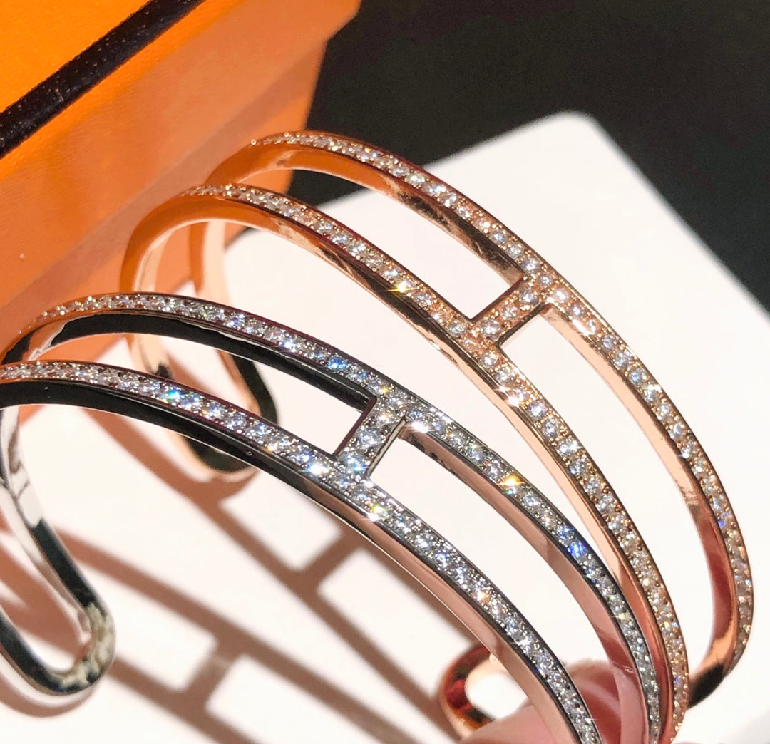 18K Ever Chain D?¡¥ancre Cuff Diamond H Bracelet