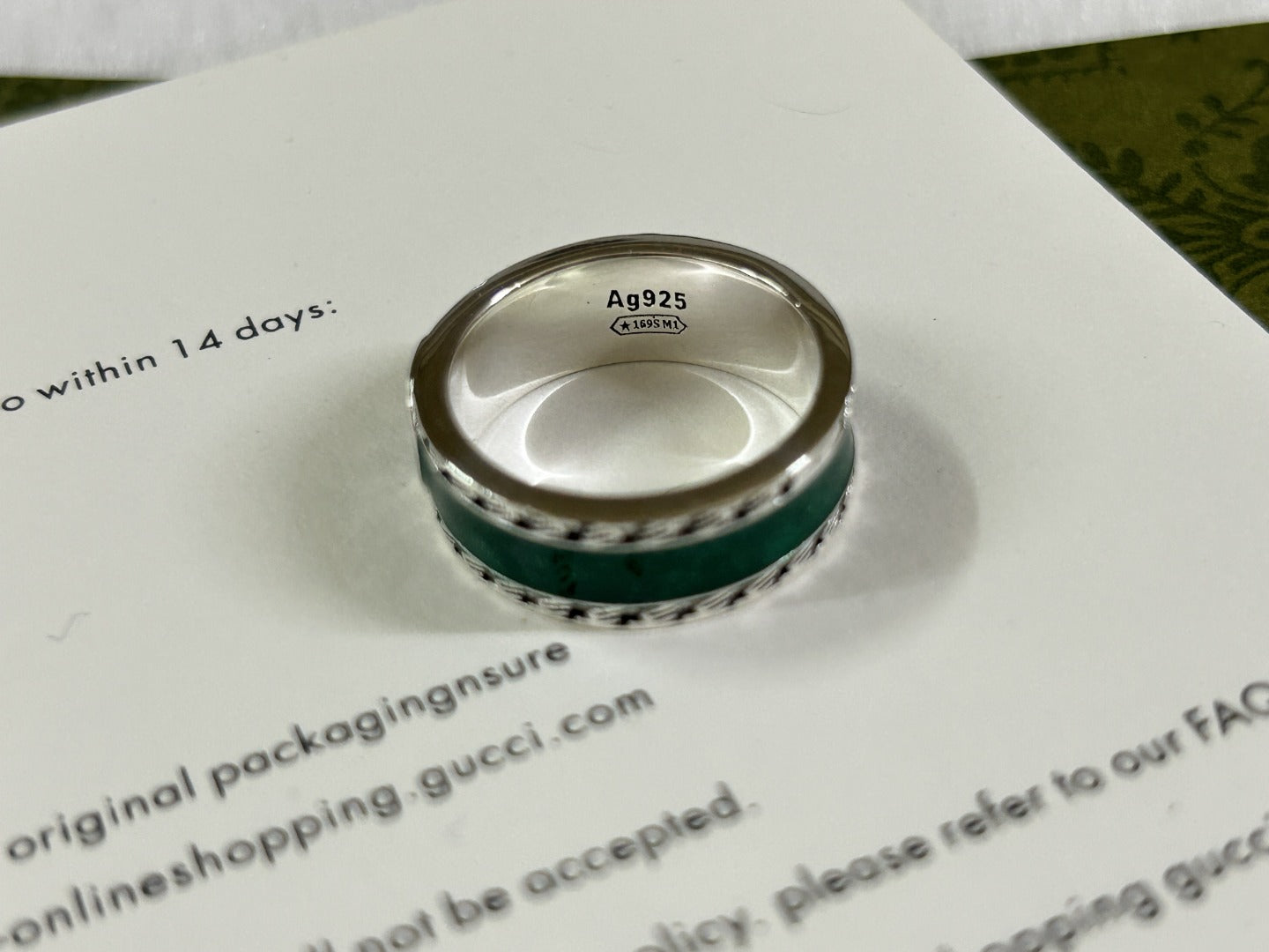 GG Interlocking G Turquoise Enamel Ring