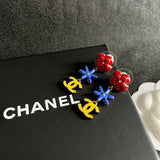 18K CC Color Camellia Earrings
