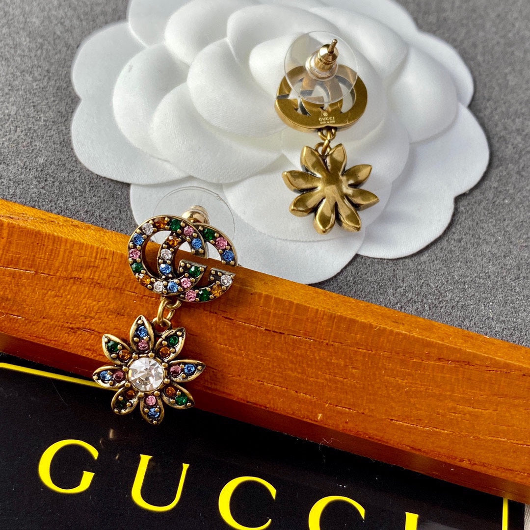 18K GG Flower Pendant Earrings