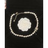 18K CC Bow Diamond Pearl Necklace