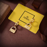 18K Fend Bag Pendant Pearls Earrings