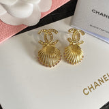 18K CC Shell Pendant Earrings