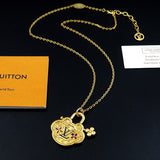 18K Louis Vintage Lock Gold Necklace