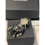18K CC 24B Pink & Black Robot Gold Brooch