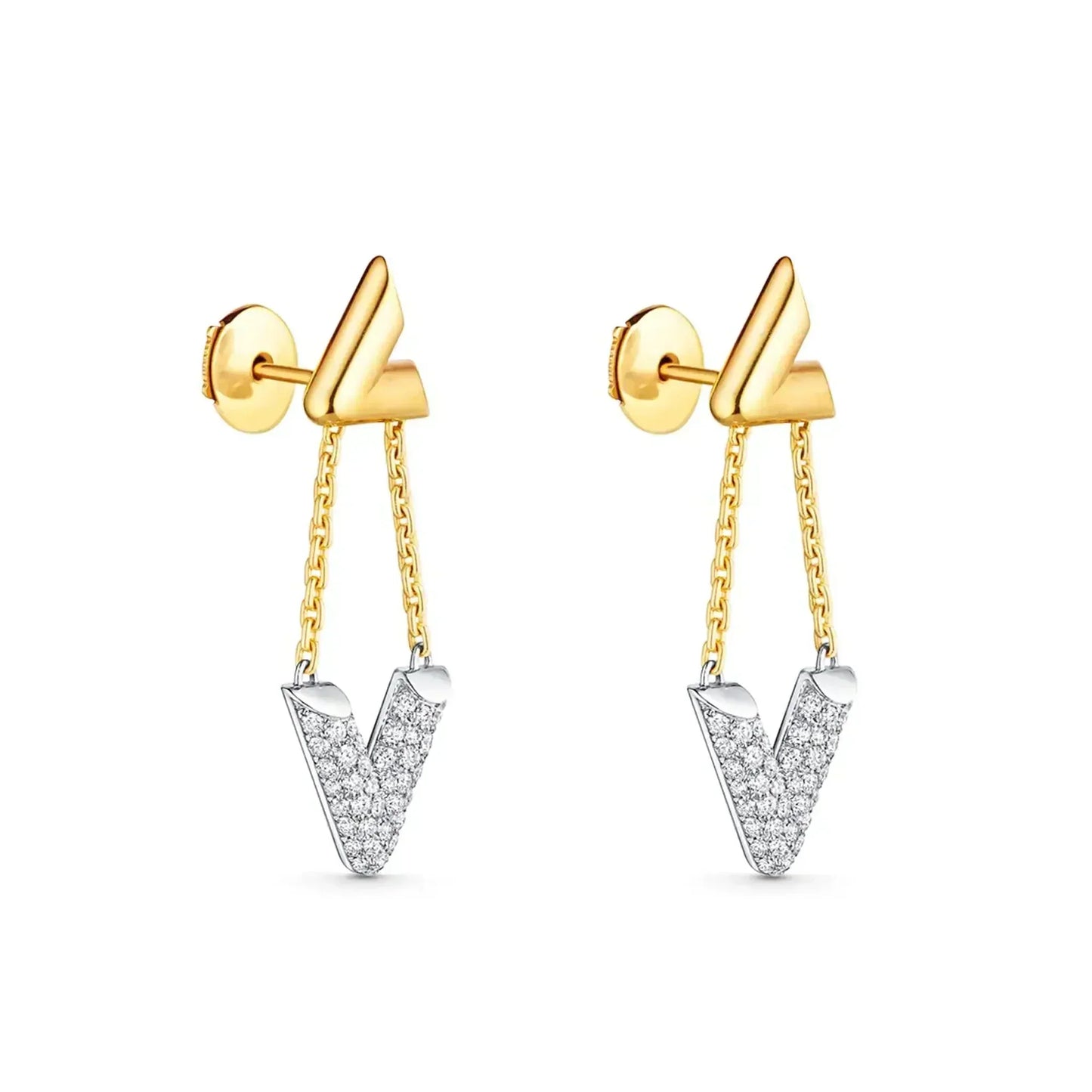 18K Louis Volt Upside Down Earrings
