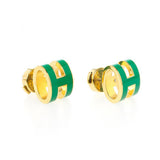 18K Mini Pop H Green Earrings