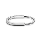 18K T Lock Bangle Half Pave Diamonds Bracelet